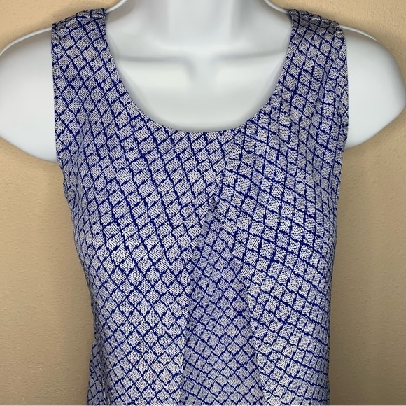 Small NEW Silk Cynthia Rowley Blue White Sleeveless Blouse Lightweight Boho - Picture 3 of 11